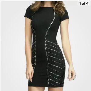 Bebe Black Studded Body Con Dress Size S
